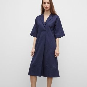 CLUB MONACO Navy Textured Shirt Dress